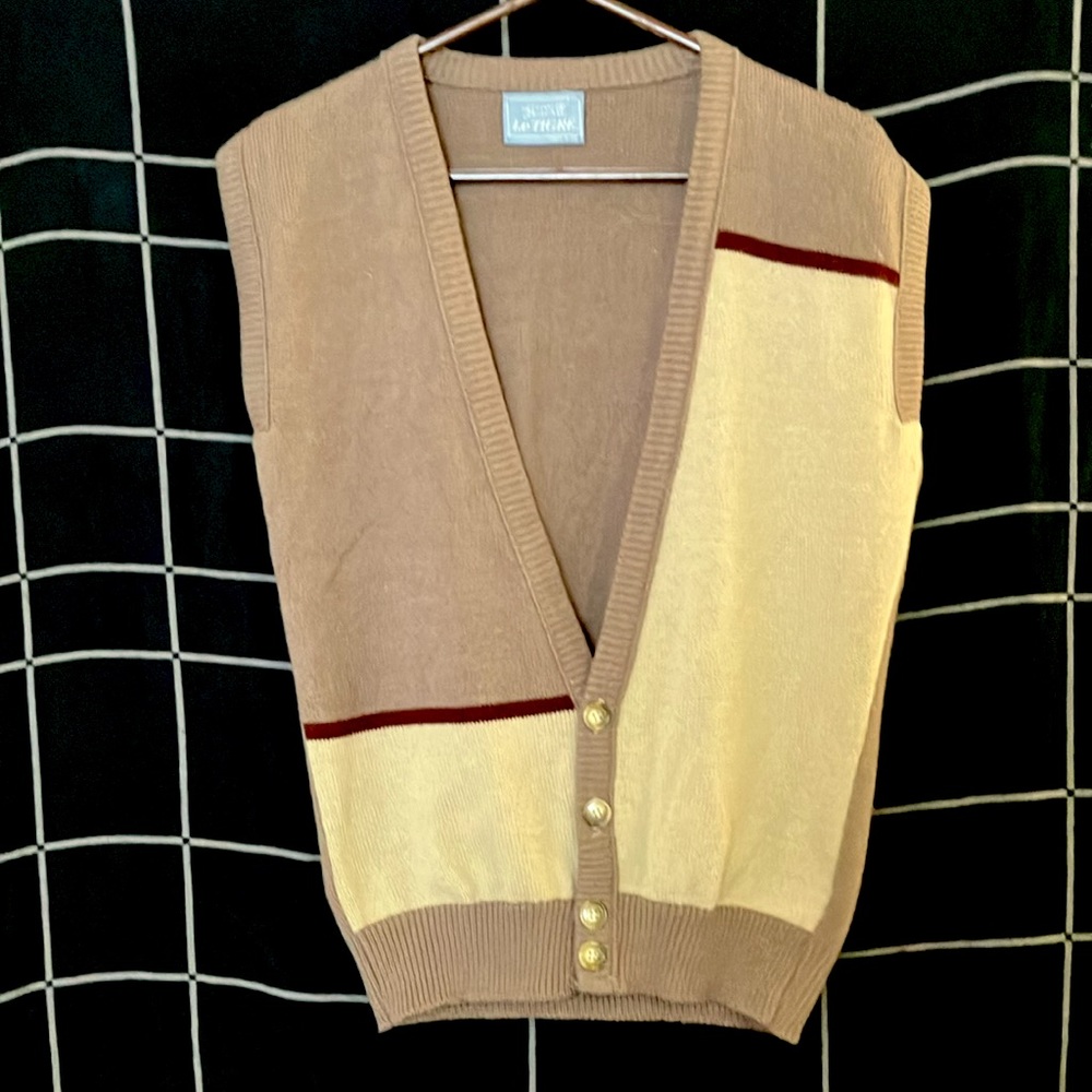 Vintage Le Tigre cardigan men’s S women’s L 1970s/1980s retro, boho, academia